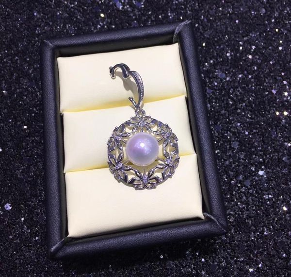 

wholesale 2018 fashion pearl necklace natural freshwater pearl round pendant 925 sterling silver for woman pearl jewelry002