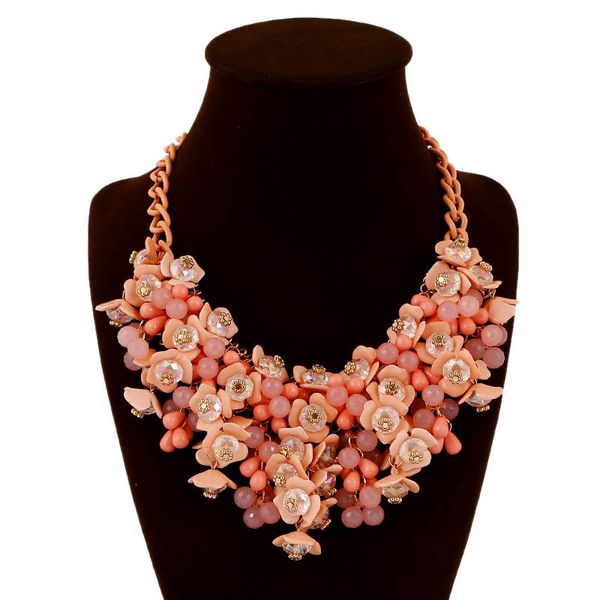 

forseven fashion boho crystal flower beads chain choker collar necklace bridal bride noiva beach wedding jewelry collier femme, Silver