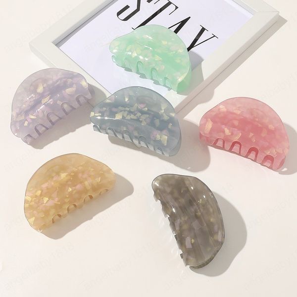 

fashion marble stripes acrylic solid color shining hairpin bath pan hair claw for women girl hair accessories headdress, Slivery;white