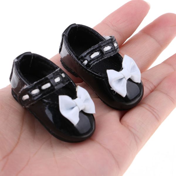 

1/6 bjd куклы bowknot кожа обувь для dollfie куклы sticky ремень flats черный
