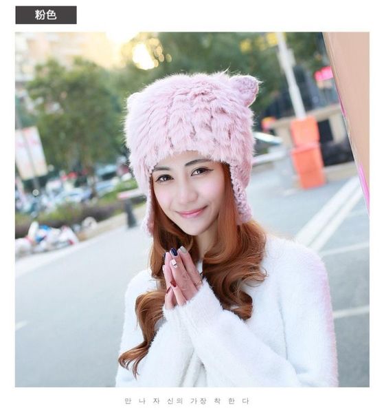 

fur hat, fashion lady fur hat, winter female hat cat ears, Blue;gray
