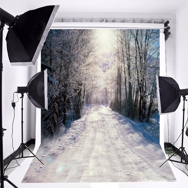 

5x7ft pgraphy background white snow tree forest winter trail background for artistic p studio backdrop props for wedding