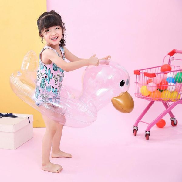 

party favor 2-6 years old kids summer inflatable swimming ring transparent duck cute shape swim pool river beach floating lifebuoy