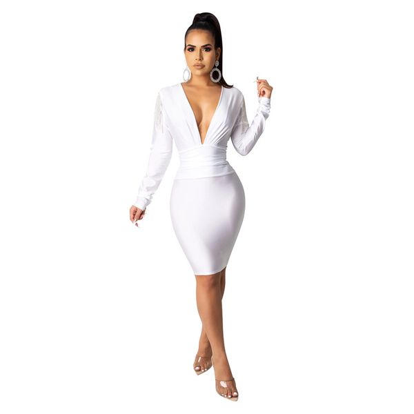 

конструкторы женщина платье sexy глубокий v-образным вырезом платья bodycon мода естественный цвет длинное платье рукава с кисточка женщин о, Black;gray