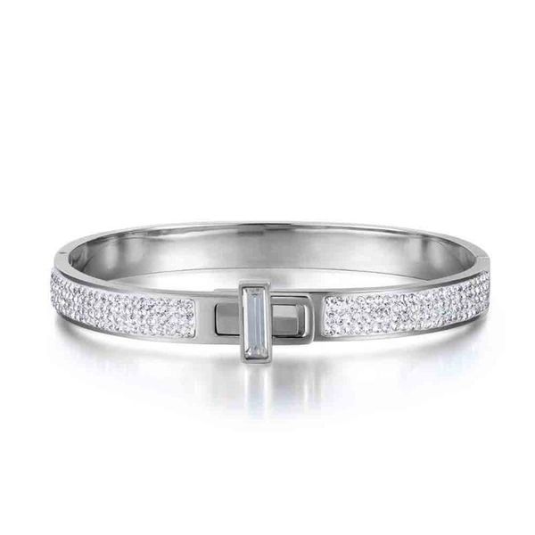 

jeemango classic mosaic rhinestone bangles bracelets jewelry stainless steel cubic zirconia wedding bangle for women b17051, Black