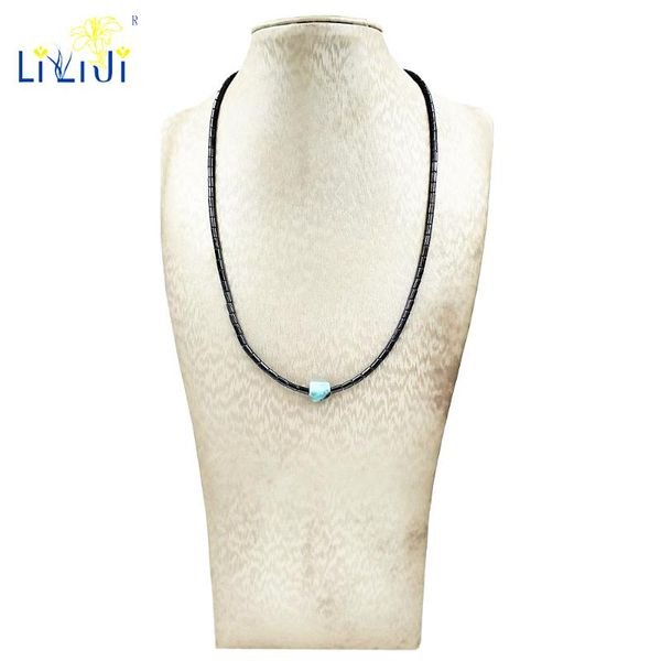 

liiji hematite health energy larimar pyrite tiger's eye healing therapy care choker fashion necklace men/women drop shipping, Golden;silver