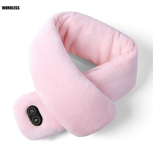 

scarves usb heated electric scarf massage neck warmer mink wool shawl cervical care washable safety no leakage cold protection, Blue;gray