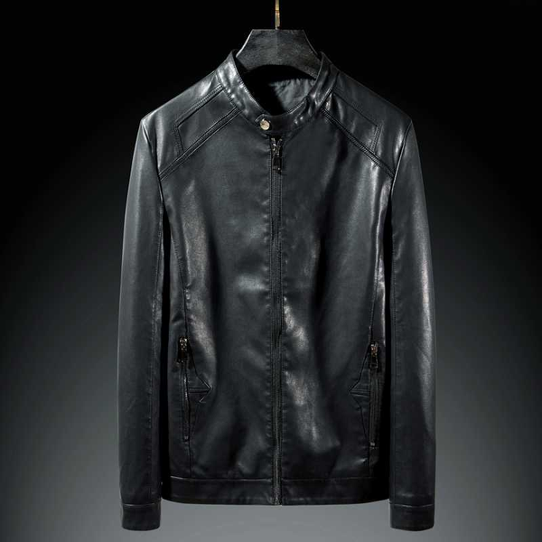 

leisure coat motorcycle / men pu leather men's jacket, Black