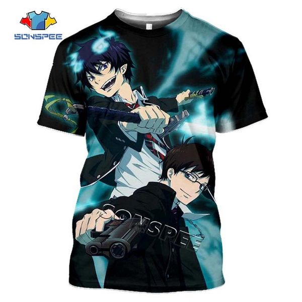 

cool men clothing blue exorcist 3d anime pullover 3d print shirts oversized plus size funny men clothing