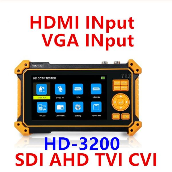

hd cctv tester hd-3200 8mp cvi tvi ahd sdi analog 5 in 1 vga & 4k hdmi input tdr