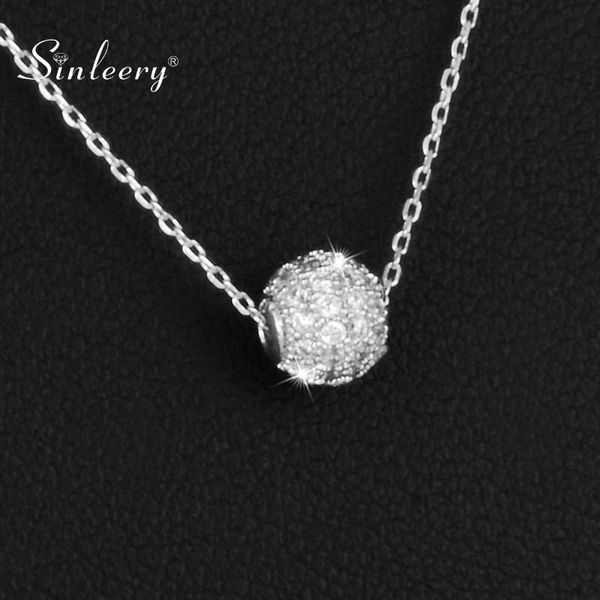 

sinleery brilliant roll ball designed micro crystal necklaces pendant for women silver color choker chain jewelry xl127 ssa, Golden;silver