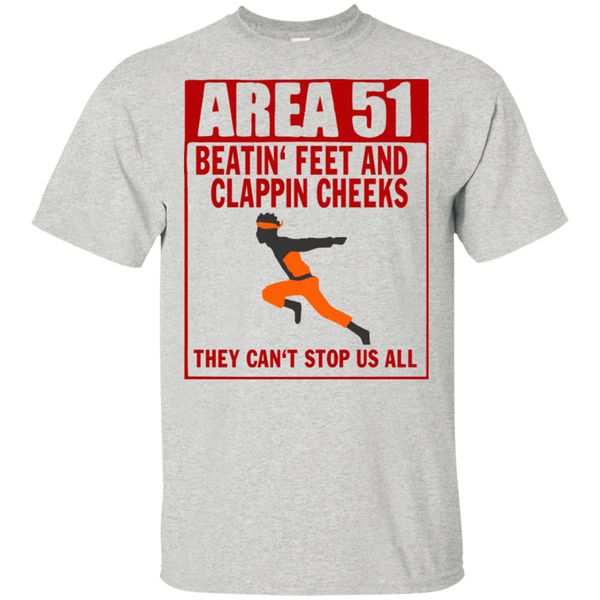 

area 51 beatin feet and clappin cheeks they can't sus all t-shirt black men retro o neck tee shirt