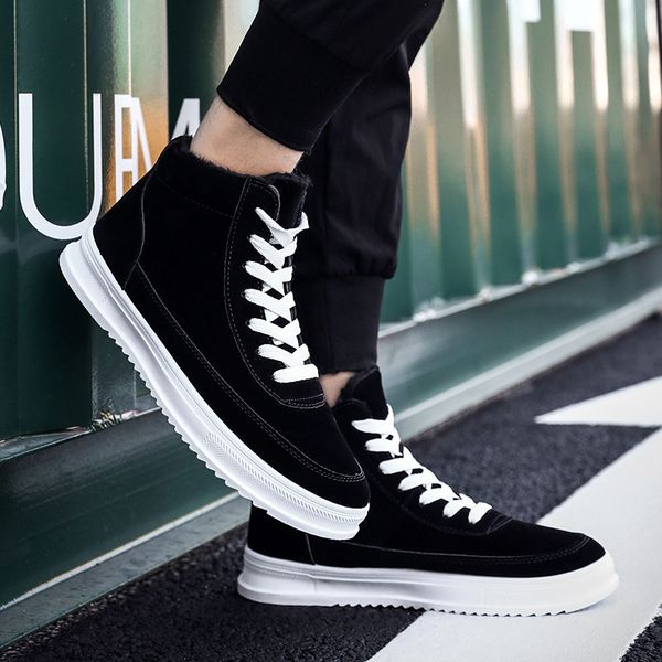 

winter boots men warm leisure ankle boot male bot men casual shoes zapatillas plus velvet bota masculina krasovki, Black