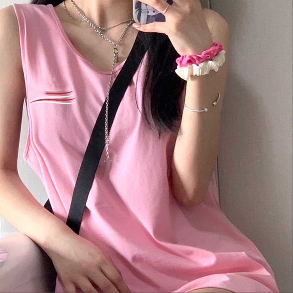 

20bl summer new style cola wave ocean wave pink sniper sleeveless vest skirt girl casual cute and durable skirt, Black;gray