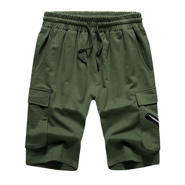 

men's shorts summer men casual knee long pants multi-pocket tooling fashion drawstring mid-waist board, White;black