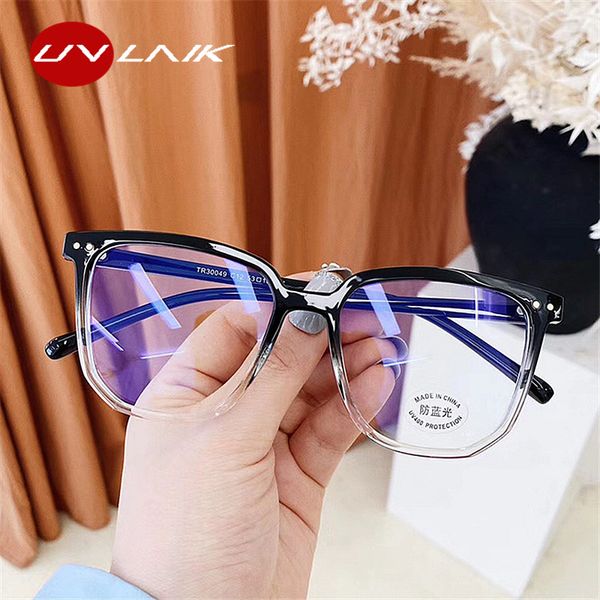 

uvlaik anti blue light glasses frame 2020 women's eyeglasses frame computer eyeglasses vintage men spectacles transparent frames, White;black