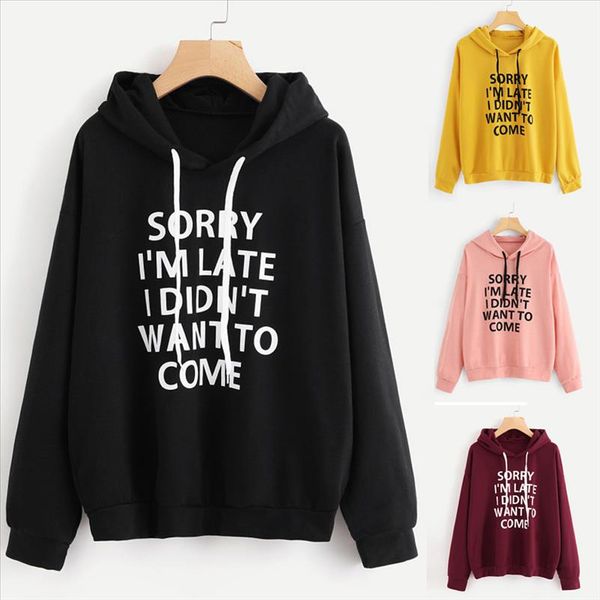 

new women letter print cotton hooded hoodie plus velvet thick warm autumn winter casual sweatshirt d1, Black