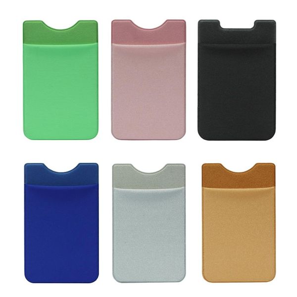 

fashion elastic cellphone pocket solid mobile phone wallet credit id card holder pocket adhesive sticker lycra accessory
