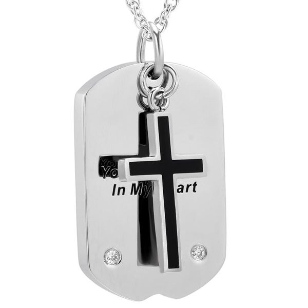 

cross urn pendant necklace cremation ashes jewelry engravable" you are always in my heart " memorial jewelry keepsake urn, Silver
