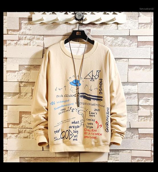 

solid color casual spring active o-neck men clothing letter loose men designer sweatshirts youth pullover, Black