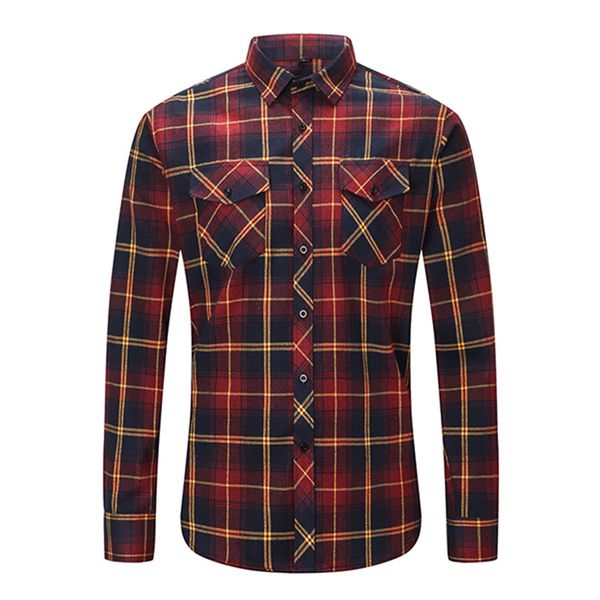 

dioufond mens pocket flannel plaid cotton shirt long sleeve checkered casual slim fit black warm autumn winter shirts new c0925, White;black