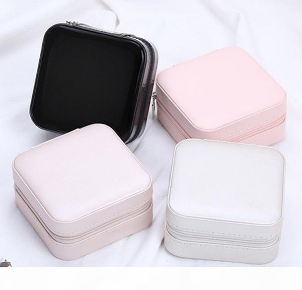 

dhl lady girls jewelry box organizer mini travel case small portable jewelry storage case for necklaces bracelets earrings rings m901f, Black;white