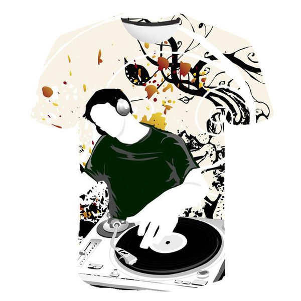 

new music guitar o collar abstract 3d print shirts harajuku plus size hentai men clothing