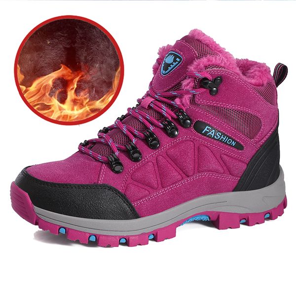 

new arrives women boots winter warm snow boots women faux suede ankle female waterproof couple plush shoes woman, Black