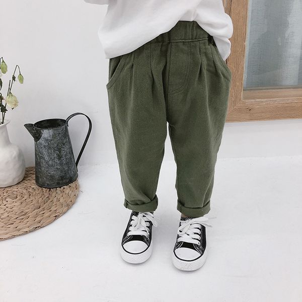 

spring autumn boys girls 3 colors cargo pants kids casual all-match 1-7y, Blue