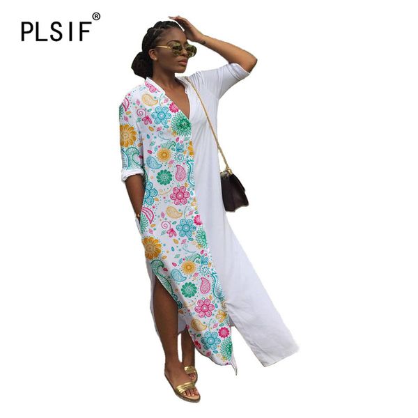 

casual dresses summer recommend v neck short sleeve long dress lady fashion high street, Black;gray