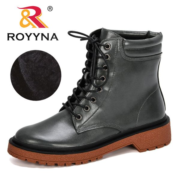 

boots royyna 2021 fashion ankle women winter microfiber work shoes round toe lace-up comfortable, Black