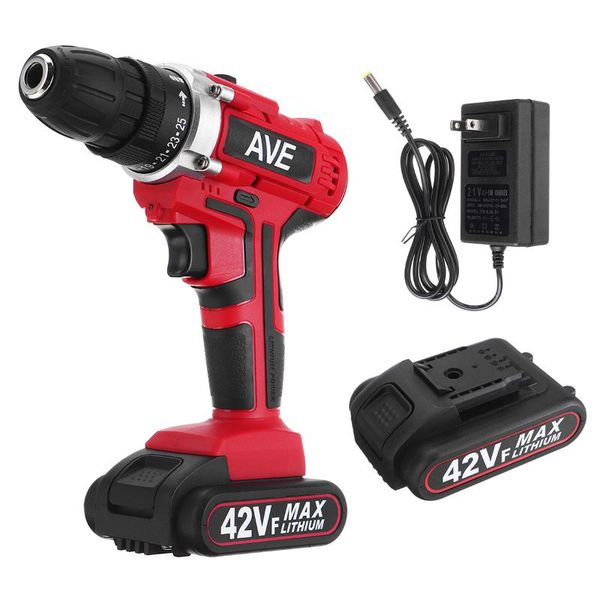 

21v electric drill cordless screwdriver 110-240v 25+1 torque led work light waterproof wireless drill 2-speed diy power tools