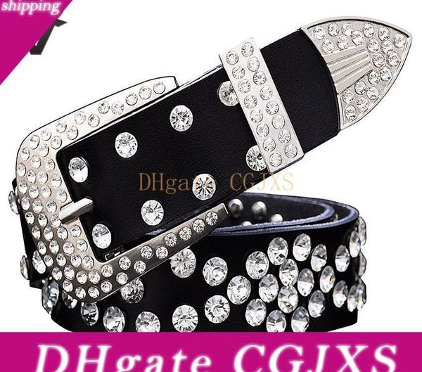 

мода rhinestone натуральная кожа ремень для женщин унисекс поясной ремень для мужчин высокого качества второго слоя cowskin, Black;brown