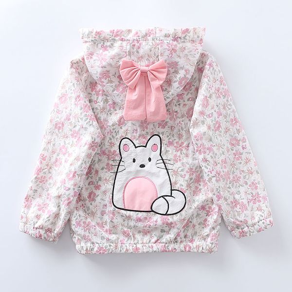 

2020 spring autumn thick girls jackets kids outerwear letter sport cat hoodied coats children clothing teenager trench coat, Blue;gray