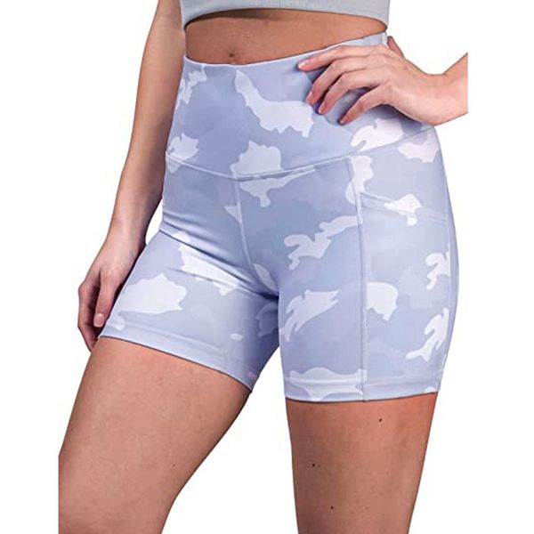 

высокая талия gym леггинсы йога шорты камуфляж печать карманных дышащий спортивные шорты для женщин йога, White;red