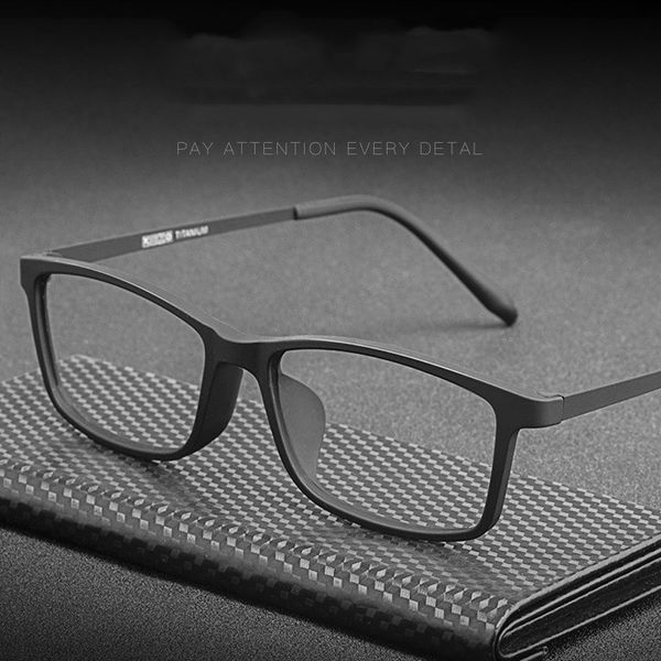 

business glasses frame male tr90 glasses frame female square elastic paint titanium alloy temple prescription, Black