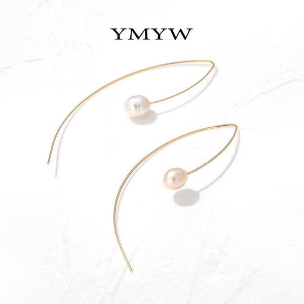 

hoop & huggie ymyw freshwater pearls earrings for women minimalist metal copper fashion gold jewelry aros mujer oreja gift, Golden;silver