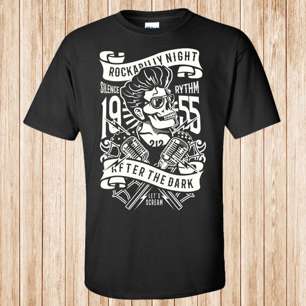 

rockabilly night t-shirt 2019 new fashion men casual brand clothing male t-shirt slim fit t-shirt