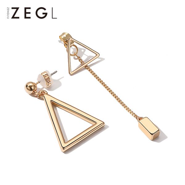 

корейский темперамент геометрические серьги долго женская простая личность и универсальная асимметричная треугольные серьги серьги, Silver