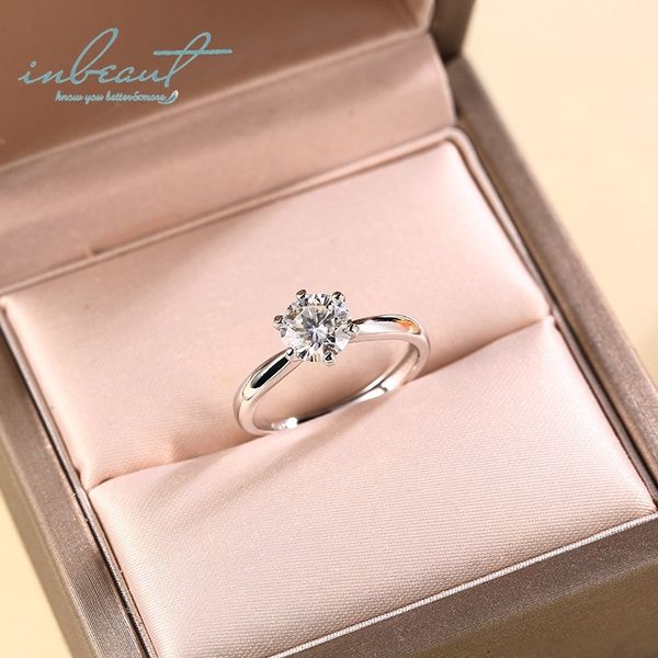 

inbeaut classic moissanite ring 925 silver d color pass test diamond excellent cut 1 ct moissanites engagement rings for women