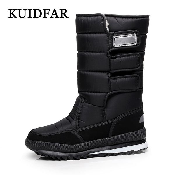 

kuidfar men boots 2020 snow boots men shoes fashion heels winter shoes fashion warm, Black