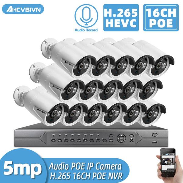 

systems ahcvbivn ai 5mp h.265 poe nvr cctv camera system outdoor waterproo security audio ip video surveillance set