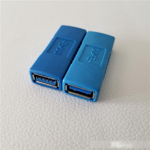 

10pcs/lot usb 3.0 female to female adapter dual female straight type head plug jack convertor blue