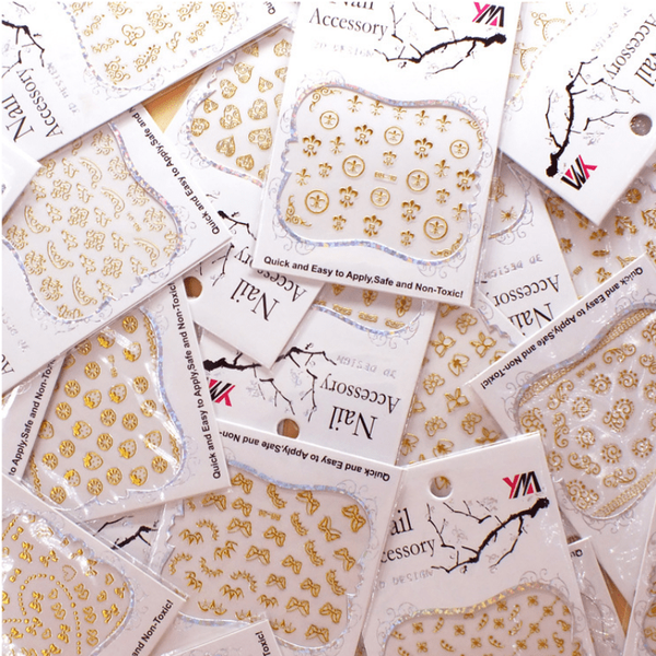 

30 pcs nail art sticker bronzing nail decal 3d three-dimensional sticker fashion, Black