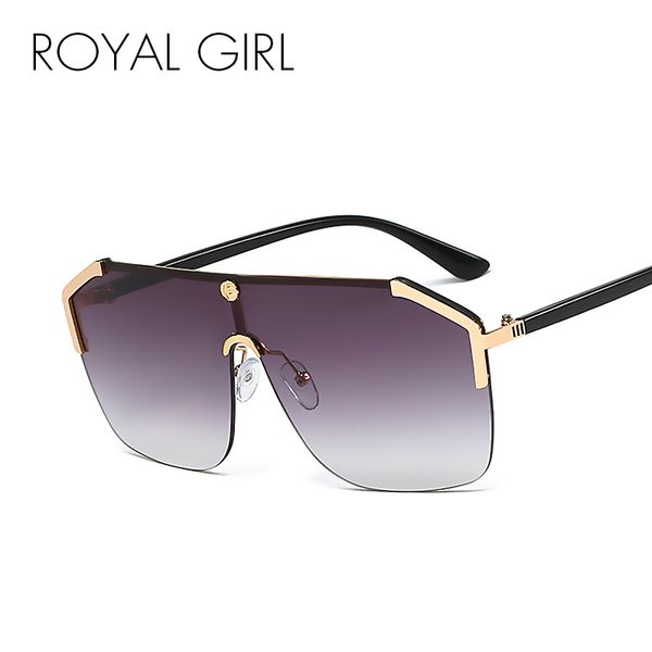

sunglasses royal girl women rimless square big sun glasses for summer style female uv400 alloy mens accessories ss553, White;black