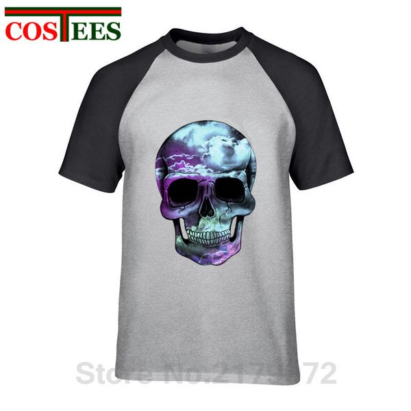 

creative design space skull illustration t shirts men funny galaxy death bones t-shirts homme 2019 china clothing