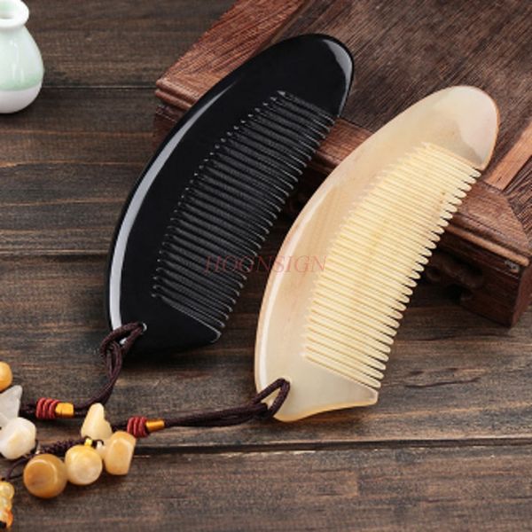 

natural hair comb horn comb genuine natural pure combs children home long hair loss portable hairbrush hairdressing supplies, Silver