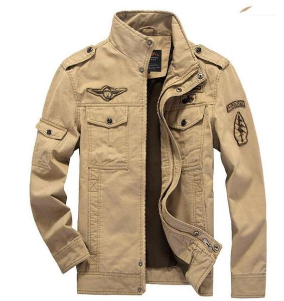 

long sleeved cotton jacket mens clothing men spring autumn cargo jackets solid panelled zipper fly coats stand collar, Black;brown