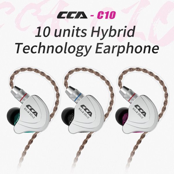 

cca с10 4ba + 1dd 5 drive unit гарнитура гибрид в ear наушники hifi dj бег спорт наушники съемные detach 2pin кабель as10