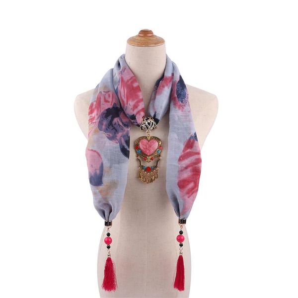 

women fashion vintage for beads ahmed new tassel printed collar statement love cotton pendant scarf necklace boho ijgsh bdehome, Blue;gray